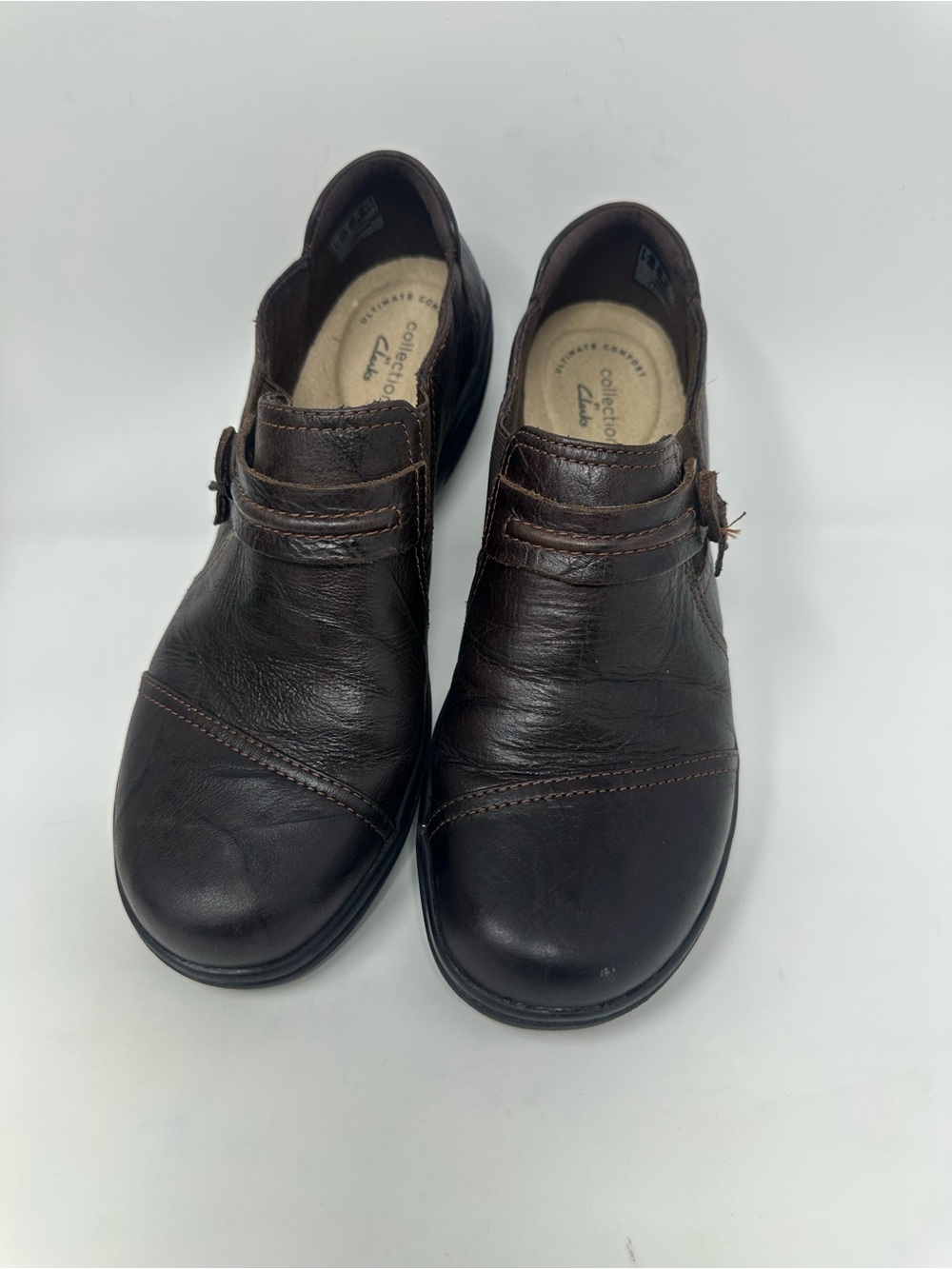 Clarks Cheyn Madi Women's Brown Leather Slip-On Shoes Size 8M